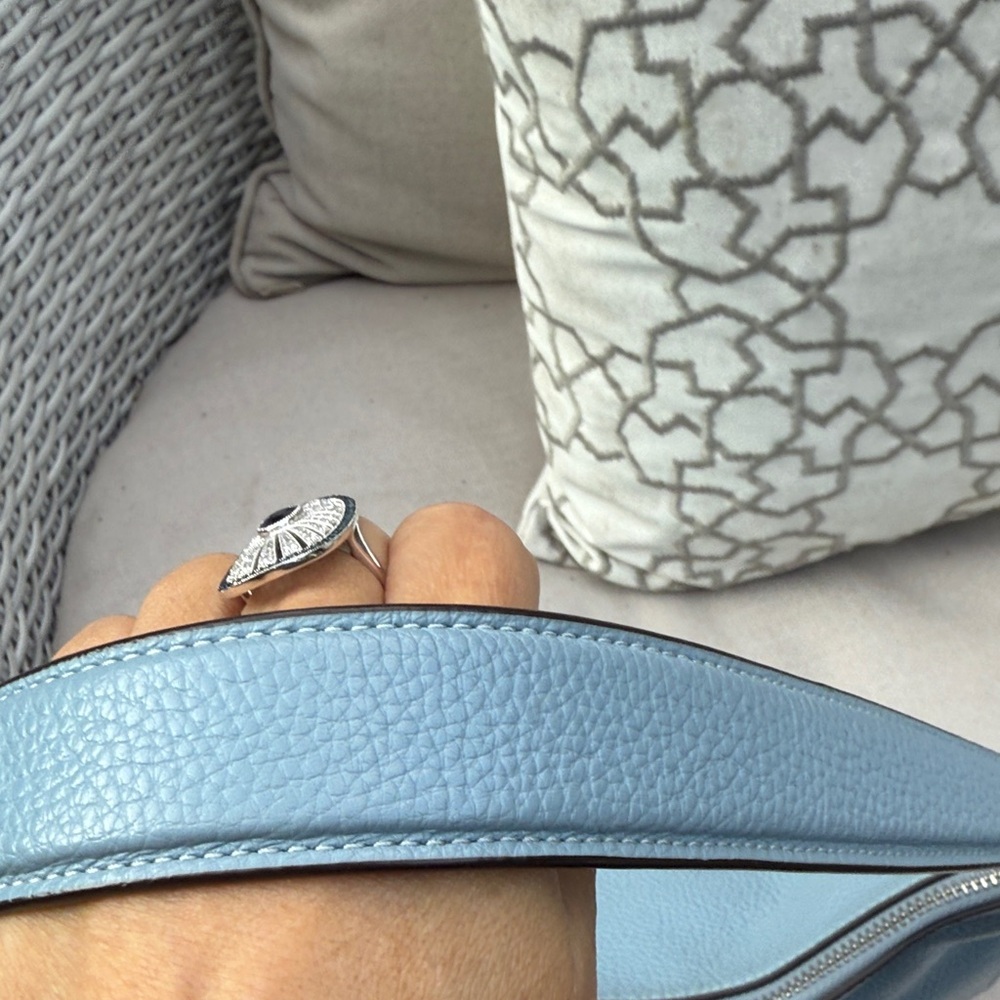 Coach Sky Blue Leather Shoulder Bag - Picture 9 of 16